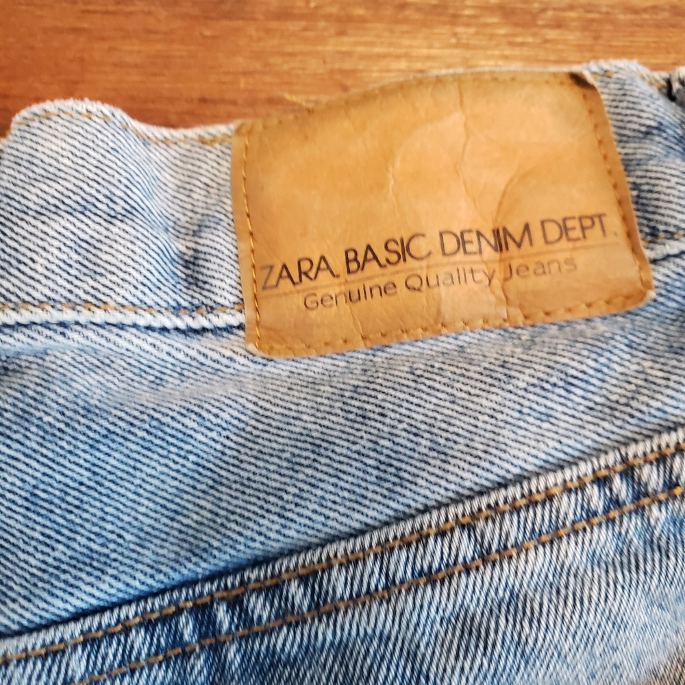 Zara 1975 Womens Bohemian Festival Button‎ Fly High Rise Denim Jean Shorts Sz 2 - Picture 6 of 10